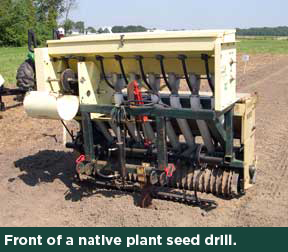 The front of a native plant seed drill.